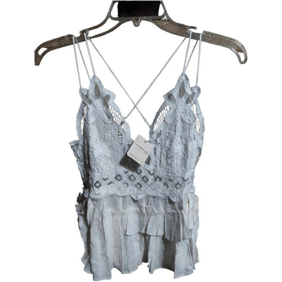 Free People Adella Cami Lace Ruffled Tank Top, Small, White, NWT - Picture 4 of 8